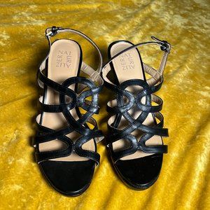 Naturalizer Black Strap Sling Back Open Toed Platform Sandal Womens Size 8